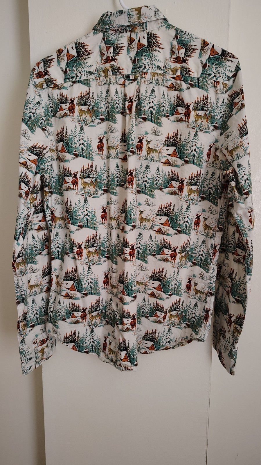 Denim & Flower Ricky Singh Happy Holidays Mens Shirt Size Medium Snow Scene