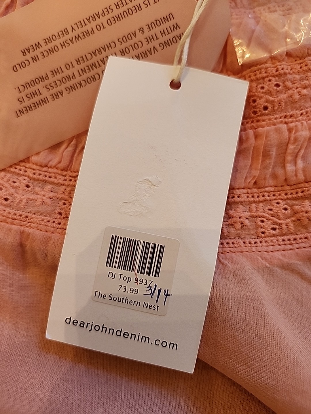 Dear John Top Smocking 100% Cotton New W Tags Super Lightweight Size Small