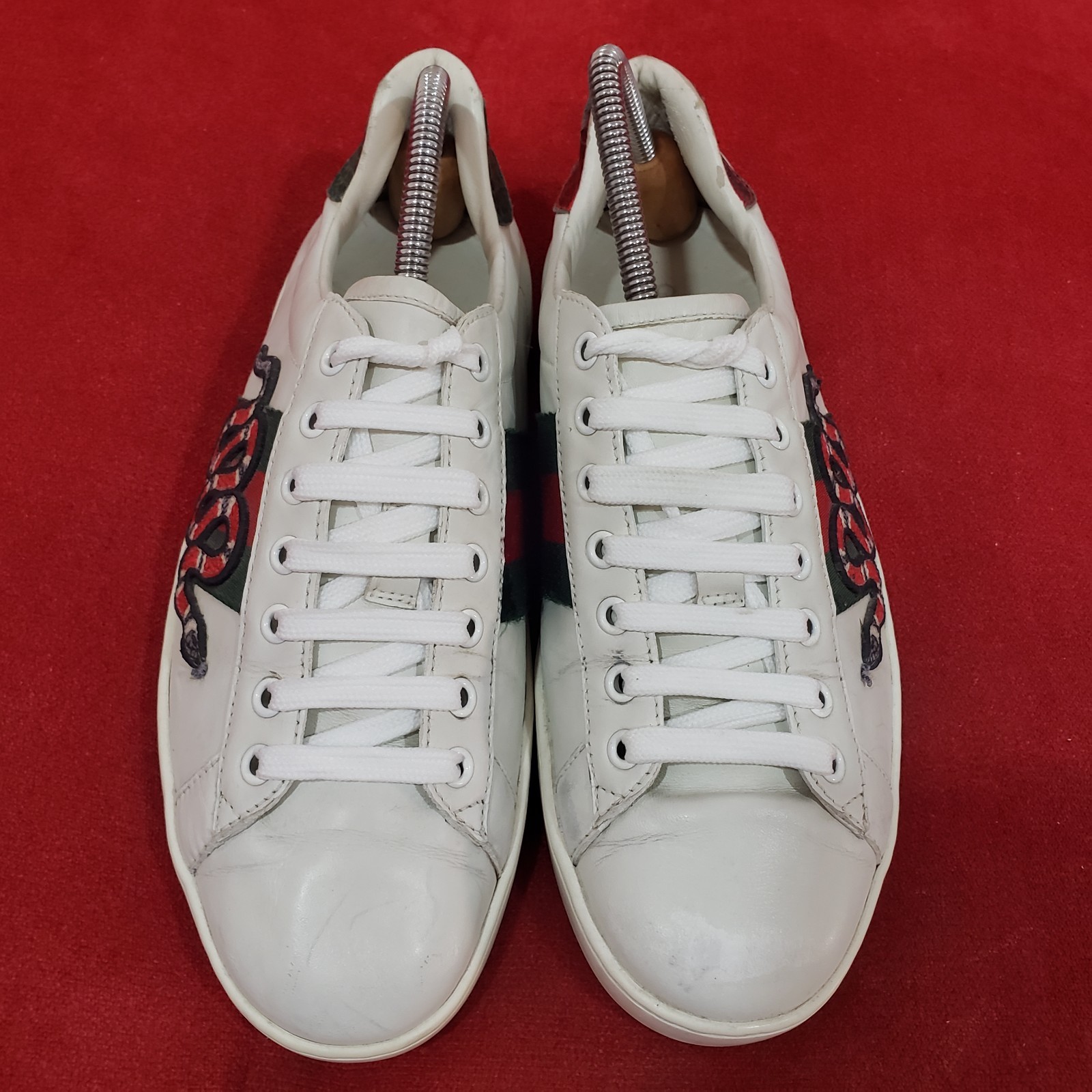 GUCCI Ace Web low sneaker snake embroidered white leather 8.5 US 41.5 EUR 456230