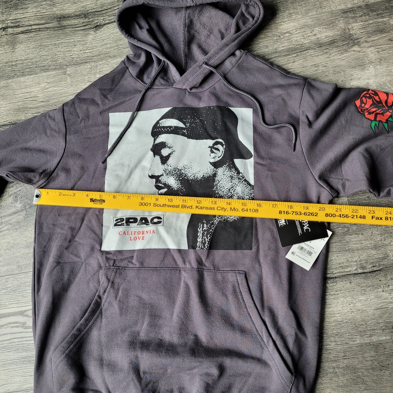 New NWT Size Sm Tupac “California Love” Pullover Hoodie Unisex Volcanic Ash Gray