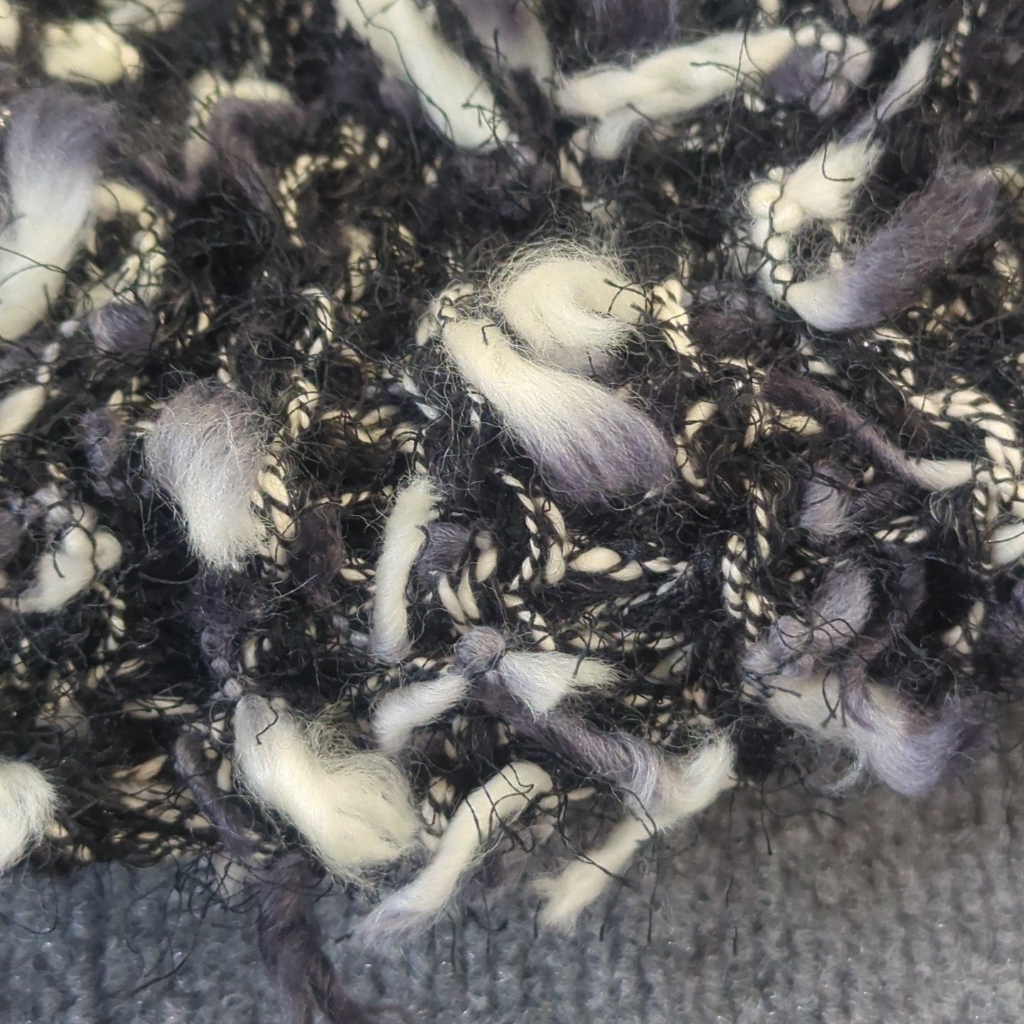 NEW Artisan Hand Knitted Cowl Scarf Fuzzy Crochet Boho Fabric Art Eyelash Knit
