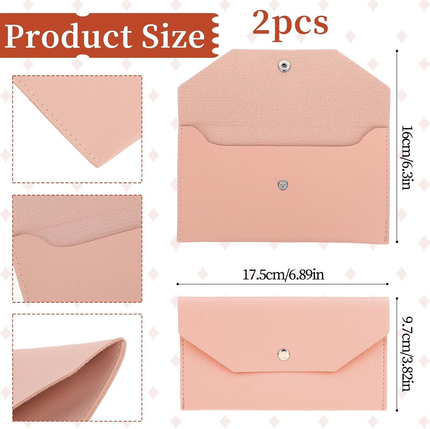 2-Piece Cash Envelope Wallet – PU Leather Reusable Budget Envelopes for Cash Ch