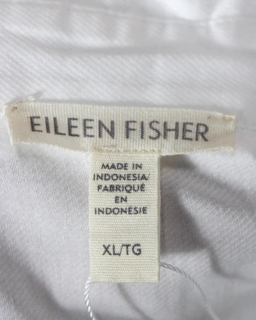 NWT Eileen Fisher Classic Collar Long Shirt XL B49.5″ fit 1X? Lightwt Cotn Twill