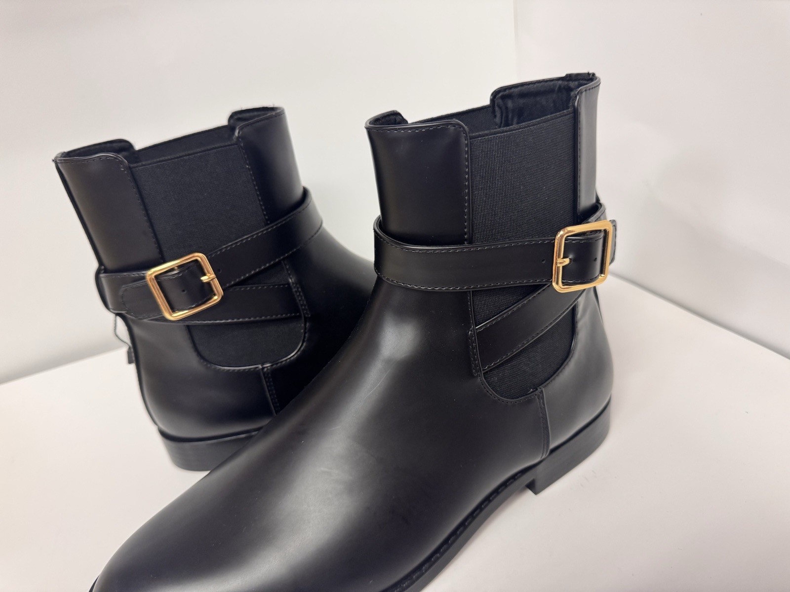 MANGO ANKLE BOOTS WITH ELASTIC PANEL AND BUCKLE WOMENS Sizes 40 NEW NO BOX
