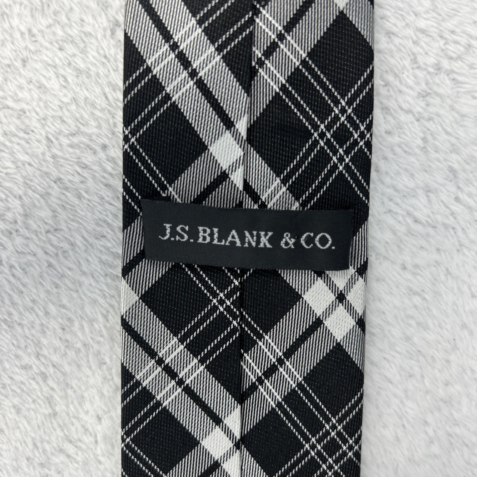 J.S Blank & Co. Black Silver Plaid Men’s Necktie 2.75”x 60” 100% Silk
