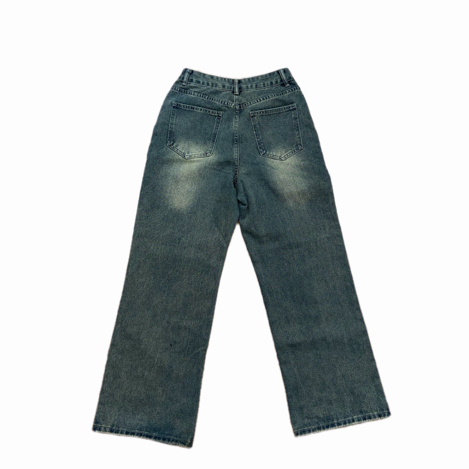 Unisex Wide-Leg Medium Wash Blue Denim Jeans Y2K Style