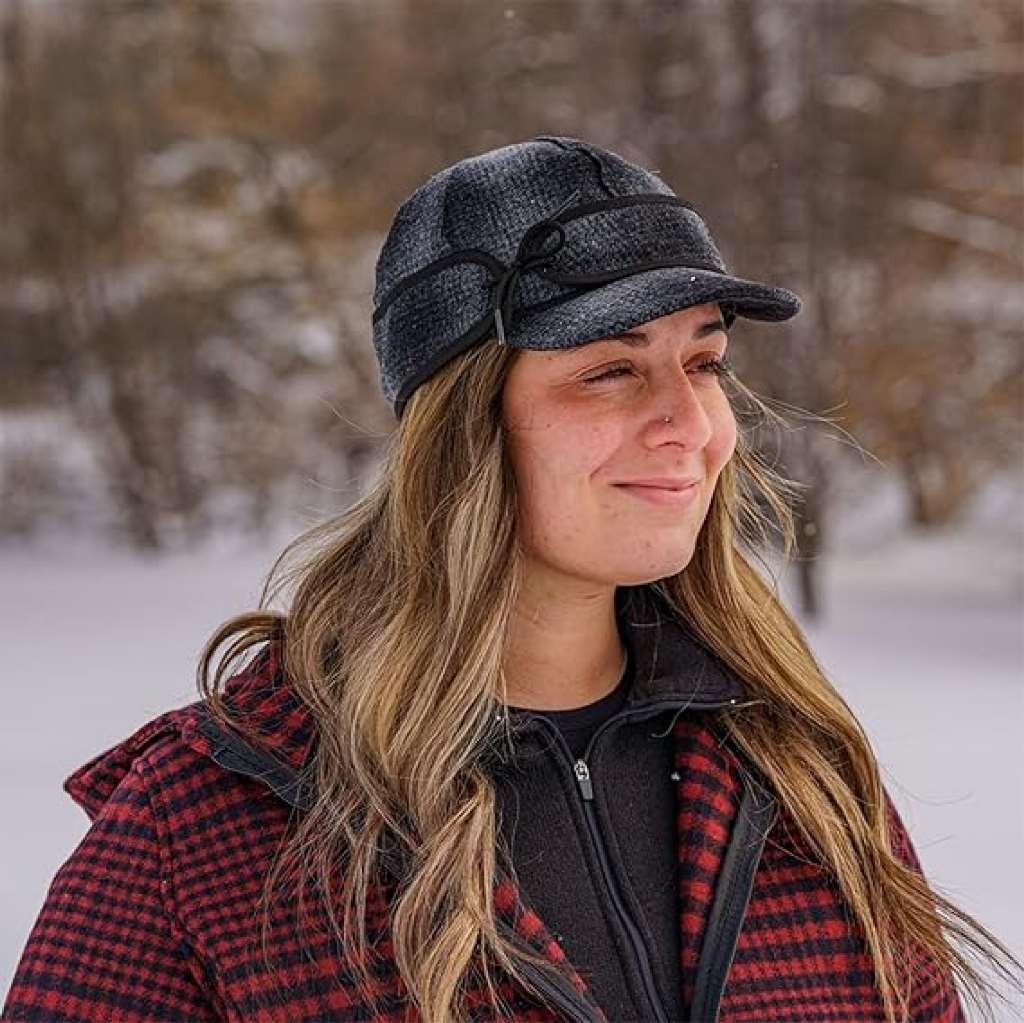 Stormy Kromer The Sidekick Cap – 6 7/8 Carbon with Ear Flaps, Brimmed Women’s Ca