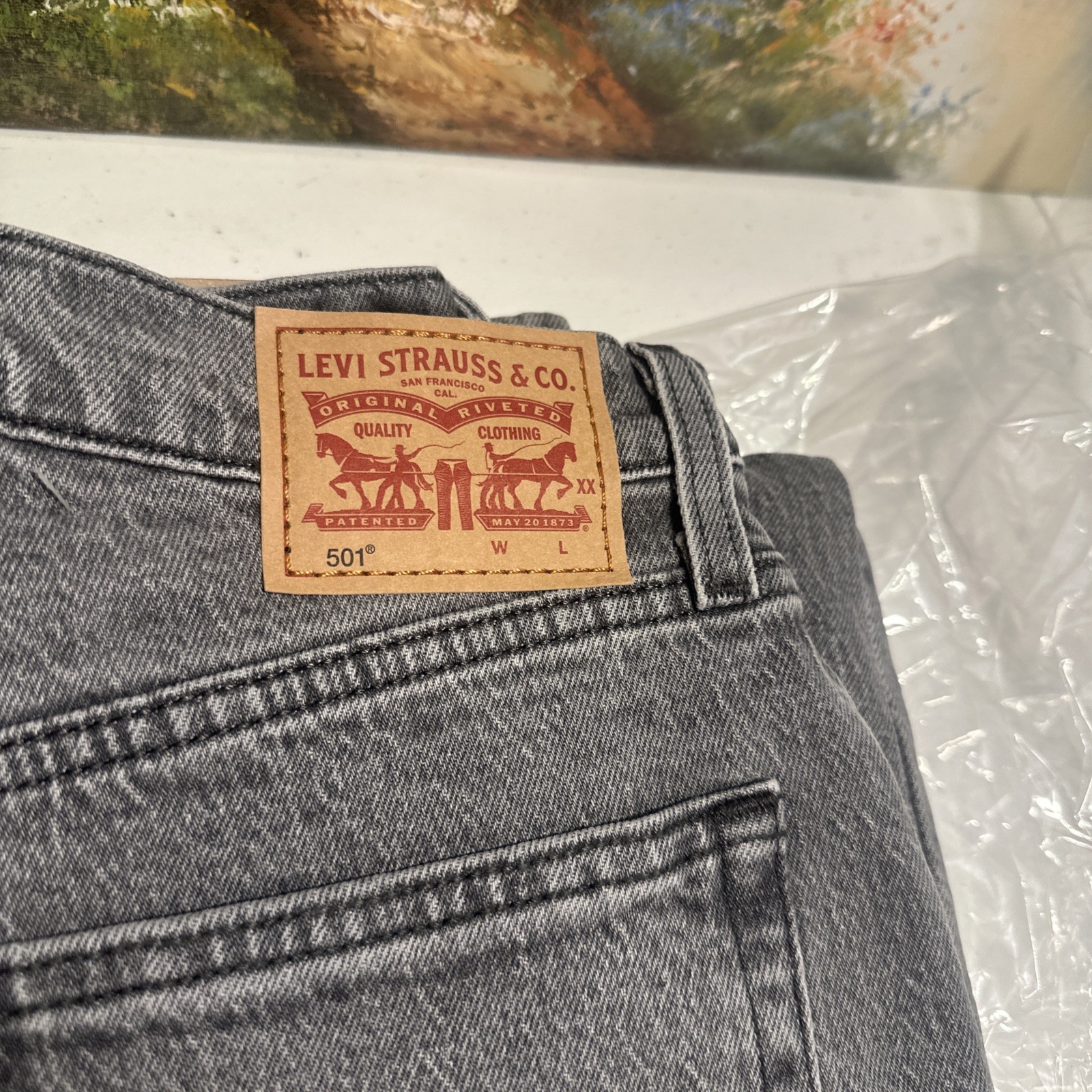 LEVI’S 501 DT Selvedge Jeans Denim Tears Irregular Biker Western Men 26×30 NOS