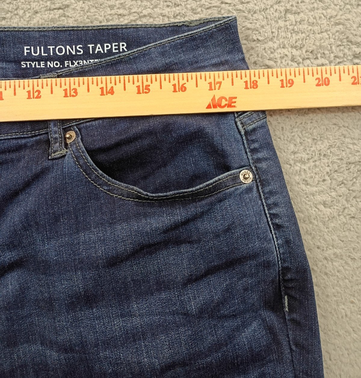 Mugsy Fultons Taper Jeans Regular Fit Men’s 35×30 (Fits 36×28) Stretch Dark Wash