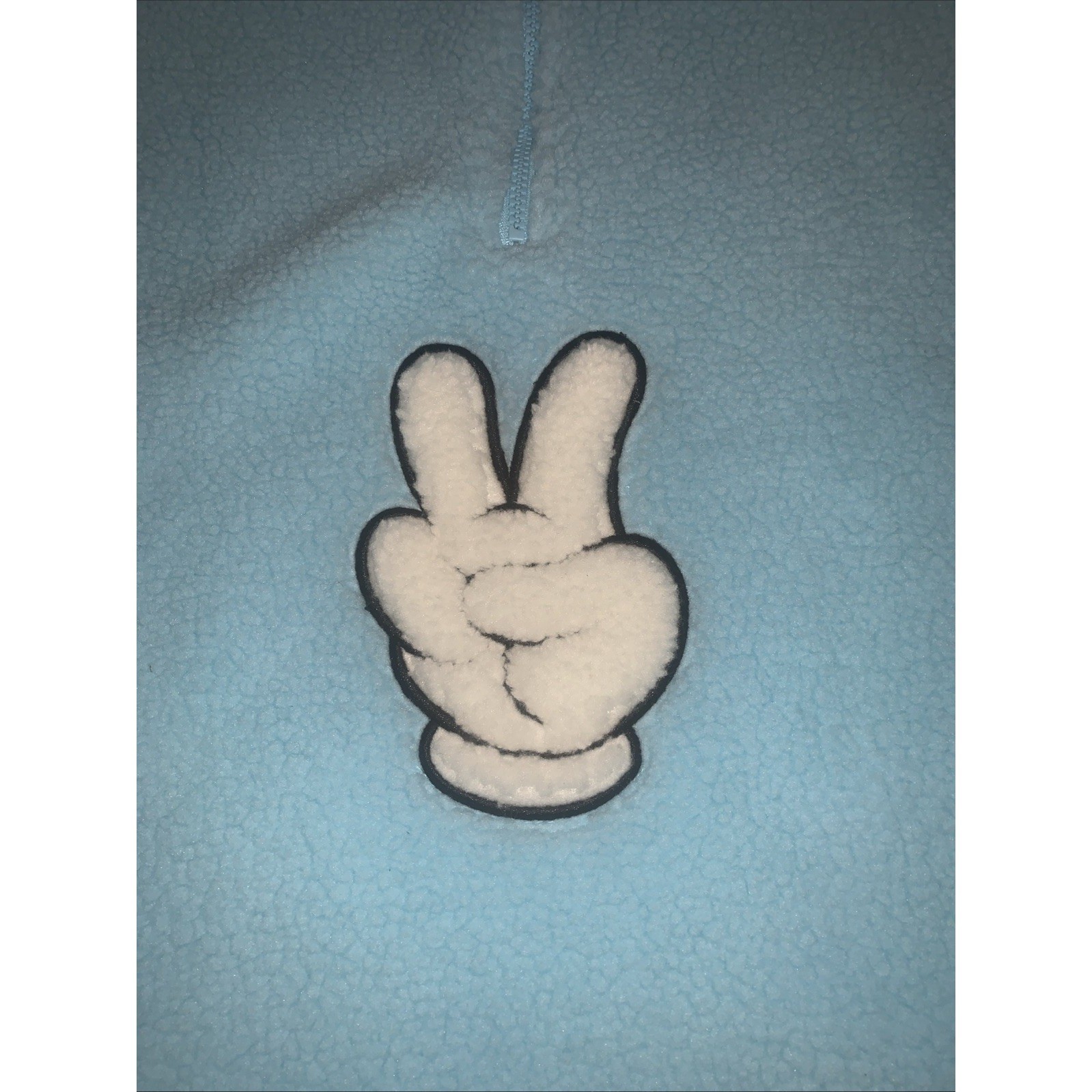 Disney Parks Mickey Mouse Peace Sign Blue Fleece Women’s 3X Sherpa 1/4 Zip NEW