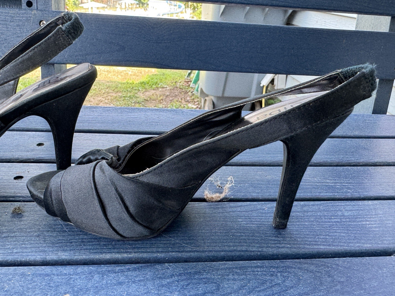 Diba Pretty Black Open Toe Ankle Strap 3.5” High Heels Stiletto Pumps Sz 6M