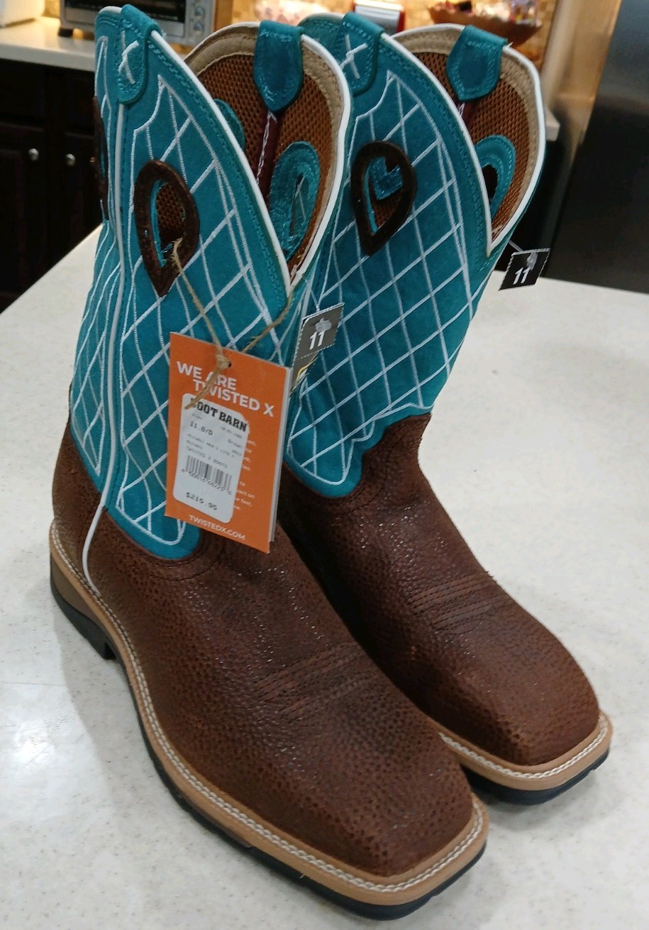 Twisted X Steel Toe Boot Brown/Teal Mens Silze 11D Brand new with Tags.