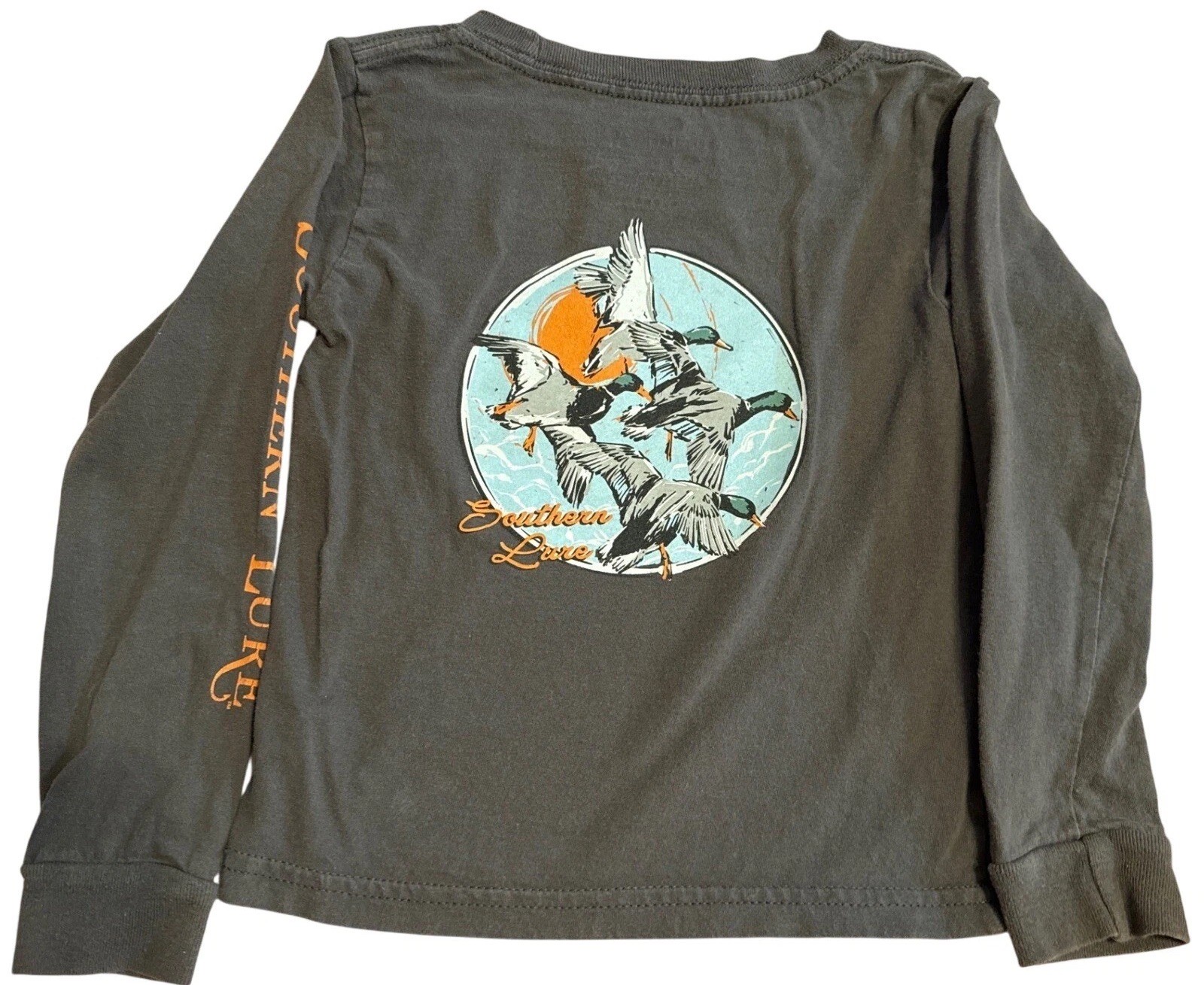 Southern Lure Kids Size 3 Gray Long Sleeve Mallard Duck Hunting Graphic Shirt