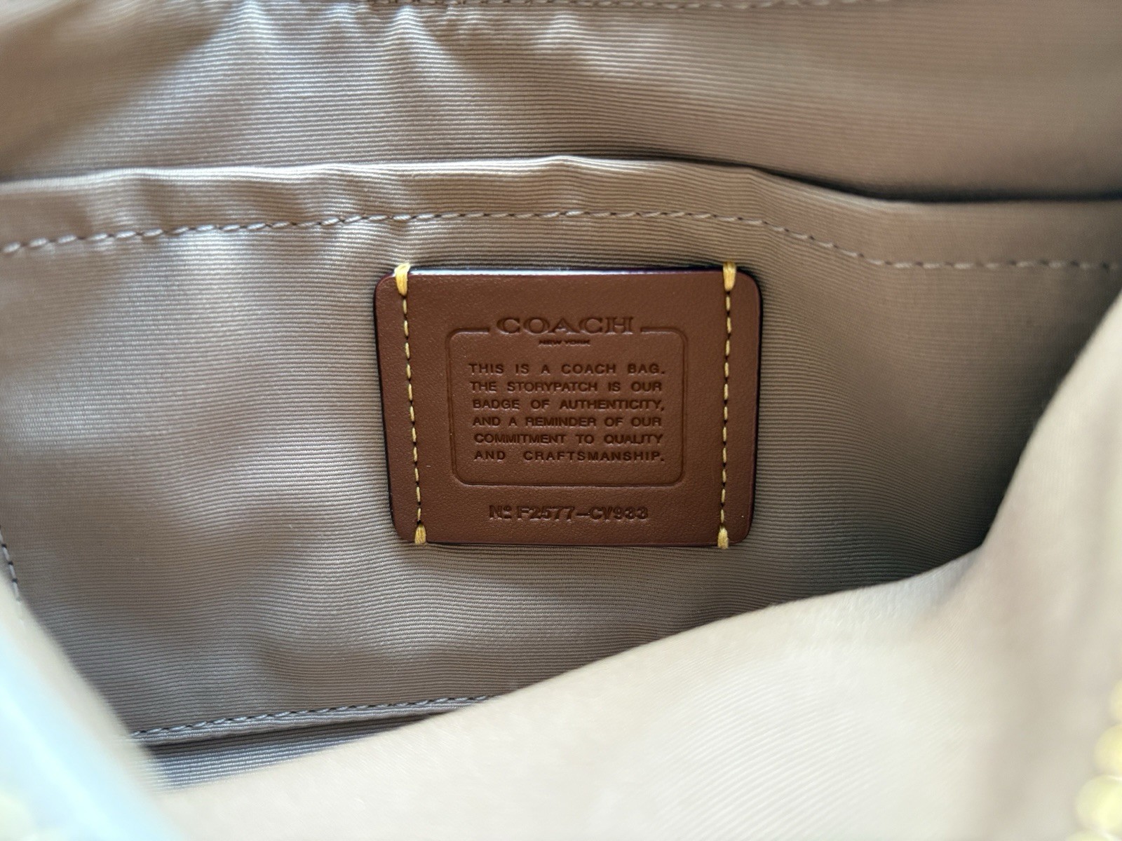 Coach Signature Logo White Teri Shoulder Bag w/ Gold Chain Strap, Zip & Charm