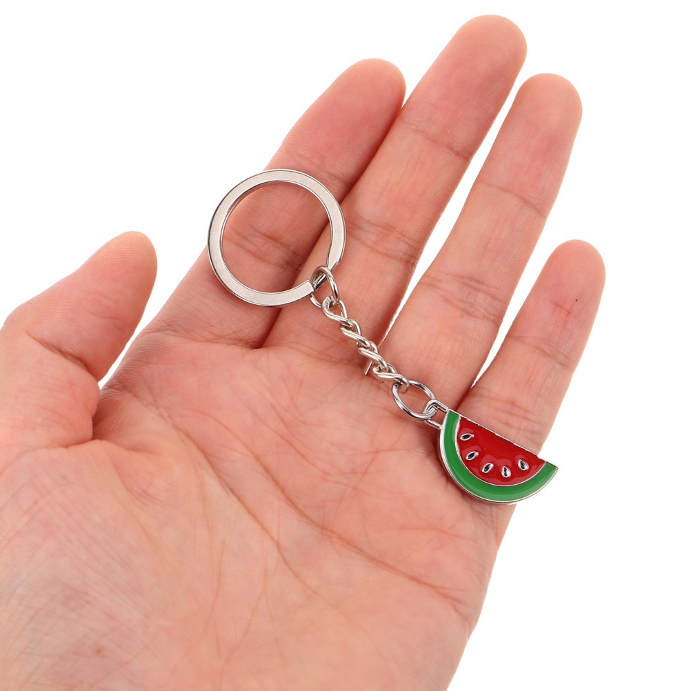 4Pcs Reusable Watermelon Slice Keychain Red Zinc Alloy Bag Charm Accessories