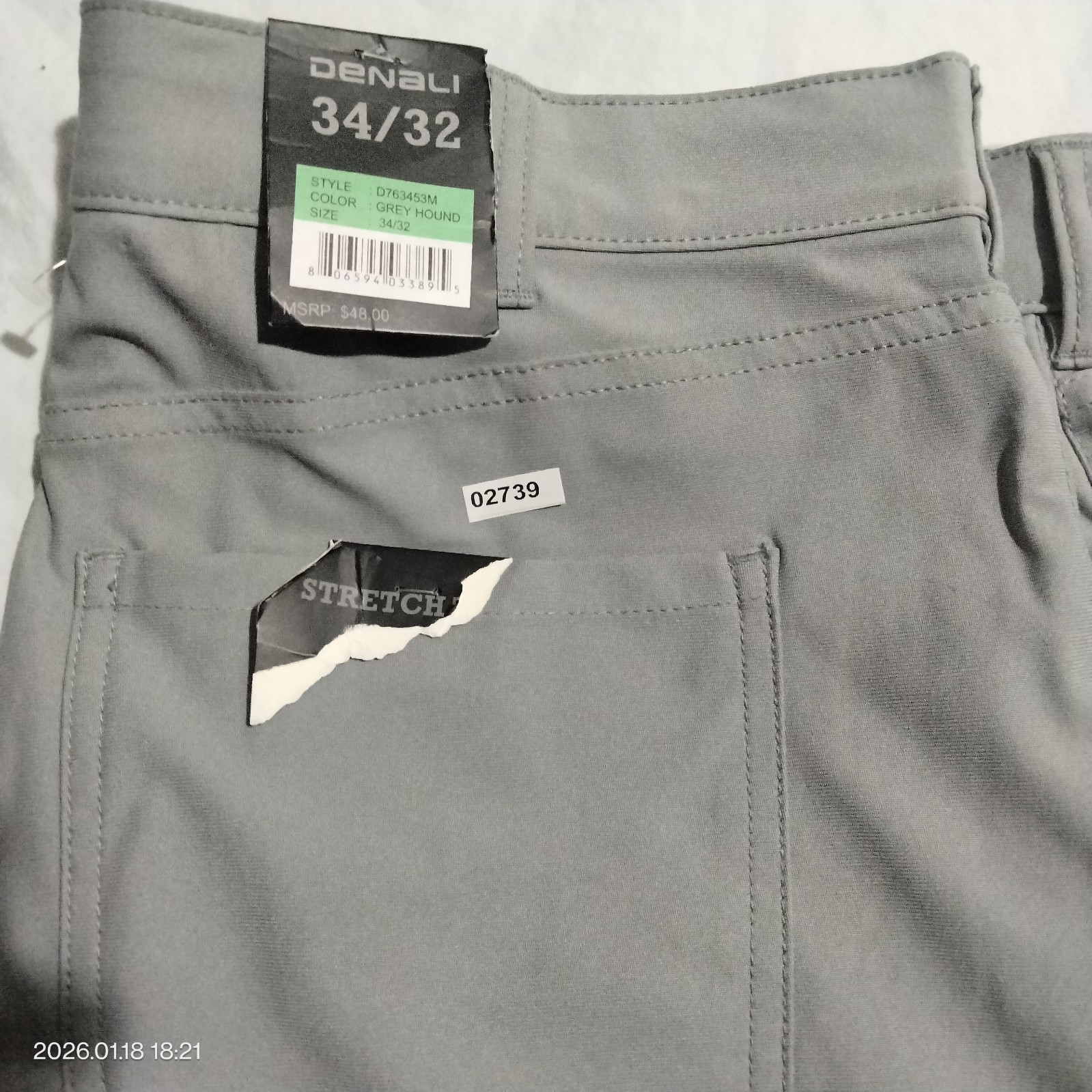 DENALI Gray Tech Fabric Stretch Pants Quick Dry Men’s Size 34×32 (34×31)