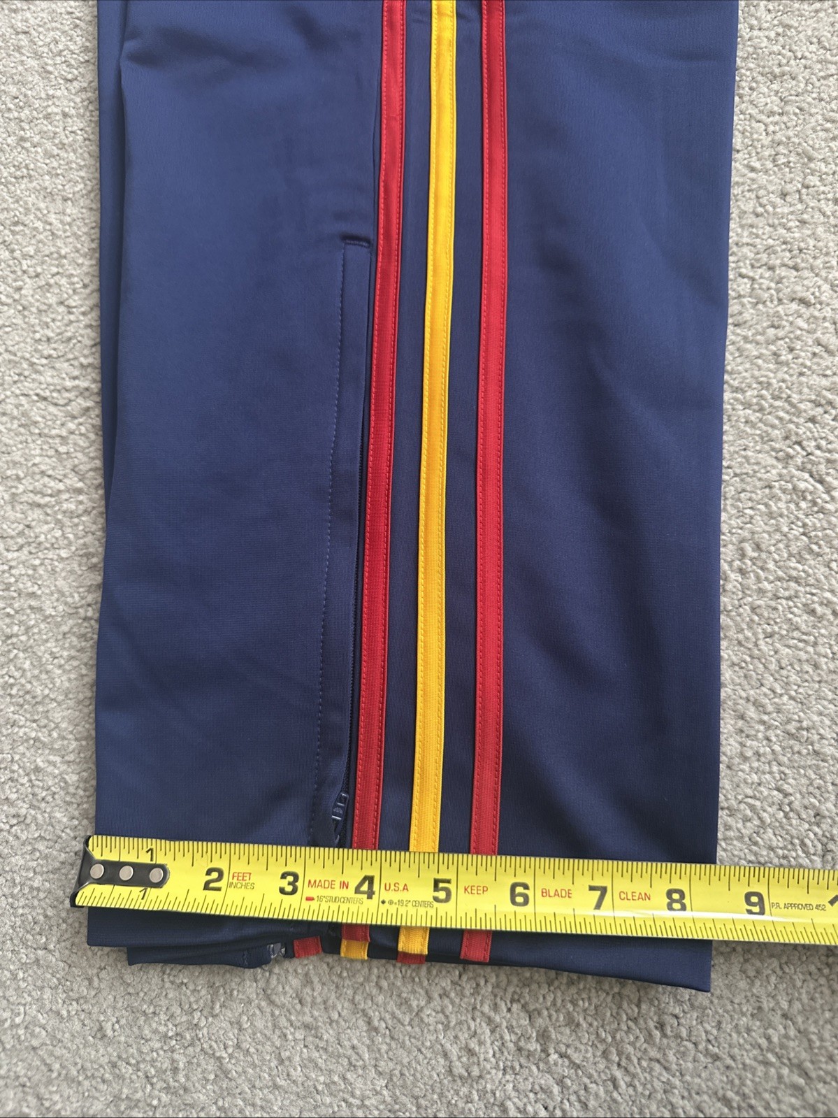 ADIDAS Original Firebird Track Pants Mens Large KD3836 Blue Red Yel Zip Pockets