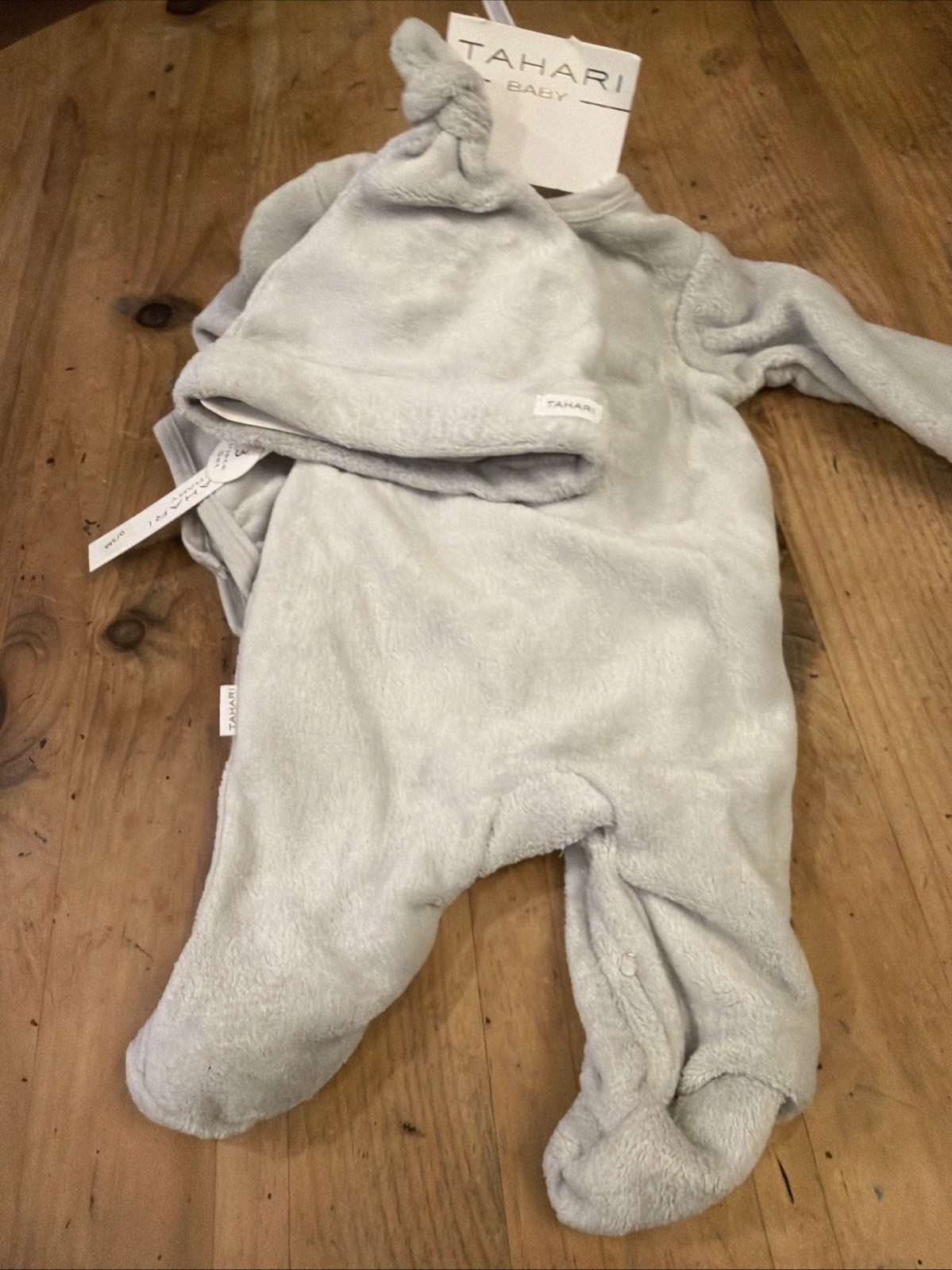 Tahari Baby 3 Pc Elephant Microfleece Set with Hat & lovie Size 0-3M- NWT