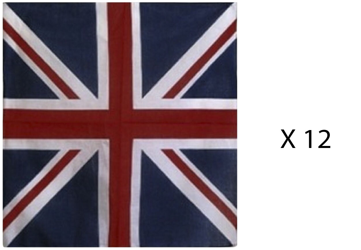 Wholesale Lot 12 (1 Dozen) 22″x22″ UK United Kingdom Flag Cotton Bandana