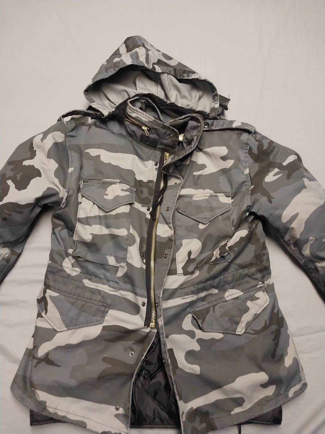 Military Jacket Mens Large Camo M65 Cold Weather Lined