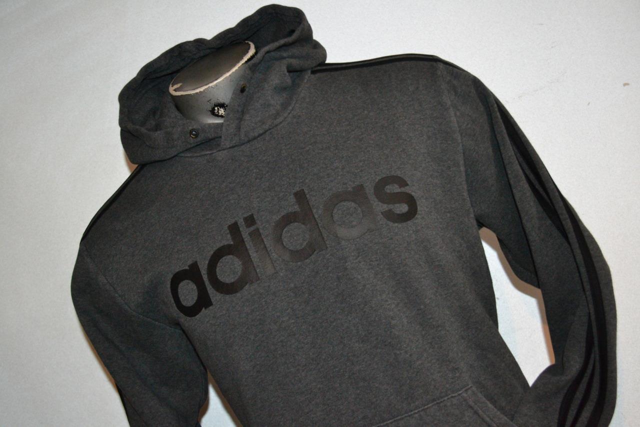 34175 Adidas Hoodie Pullover Gray Cotton Polyester Blend Size Large Mens