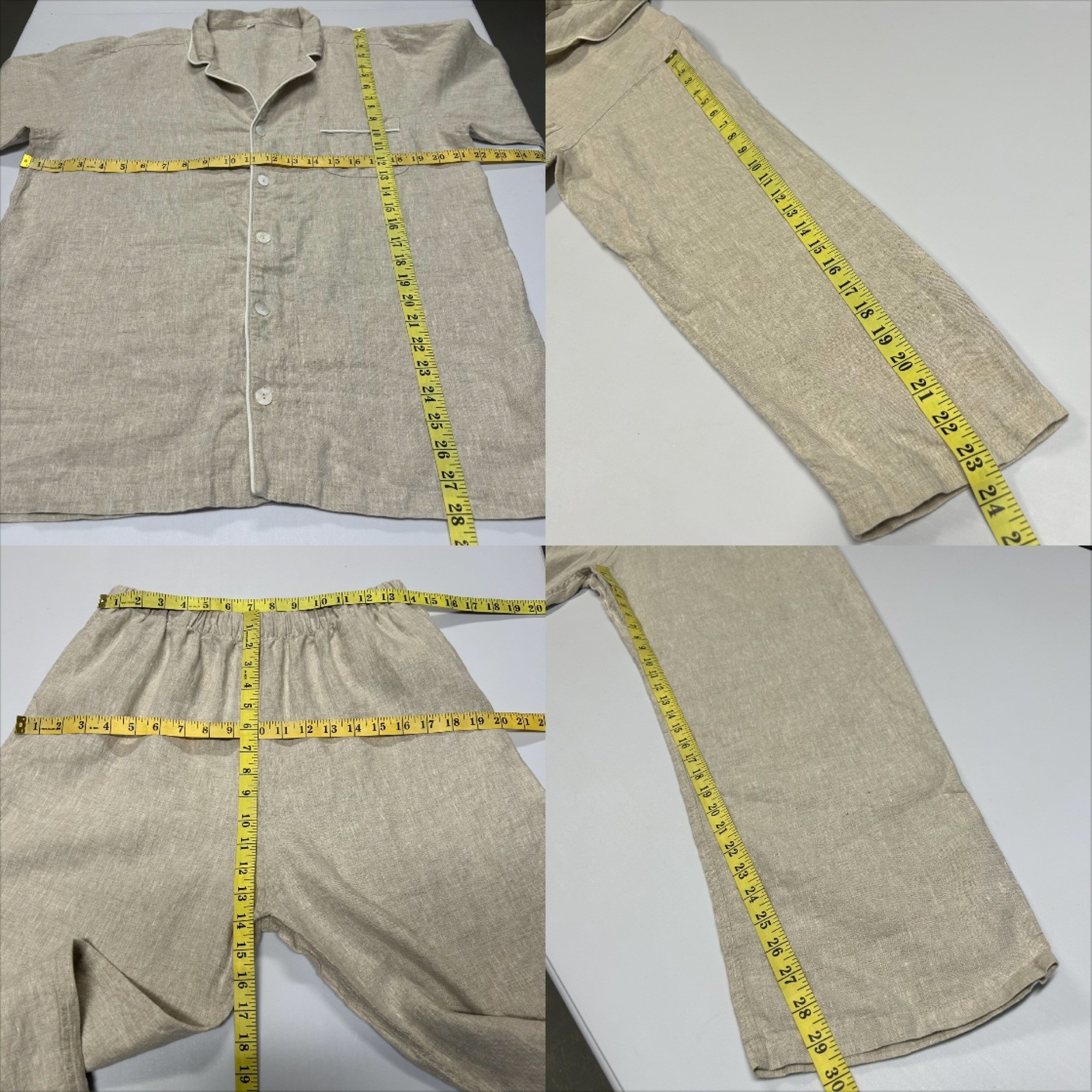 Breevar Womens Hemp Sleepwear Pajama Set L Natural Top Pants Sustainable