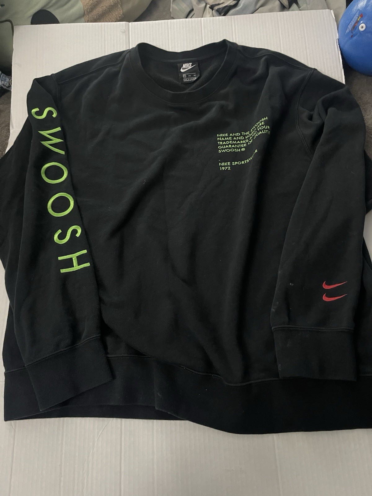 Nike Sportswear Men’s Crew Neck Pullover Sweatshirt Black 2XL Graphic Logo