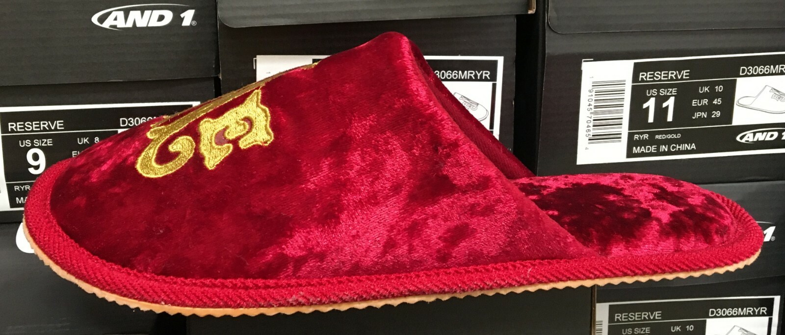Sale! AND 1 Reserve Slipper Men’s Slipper Red/Gold Velour D3066MRYR O