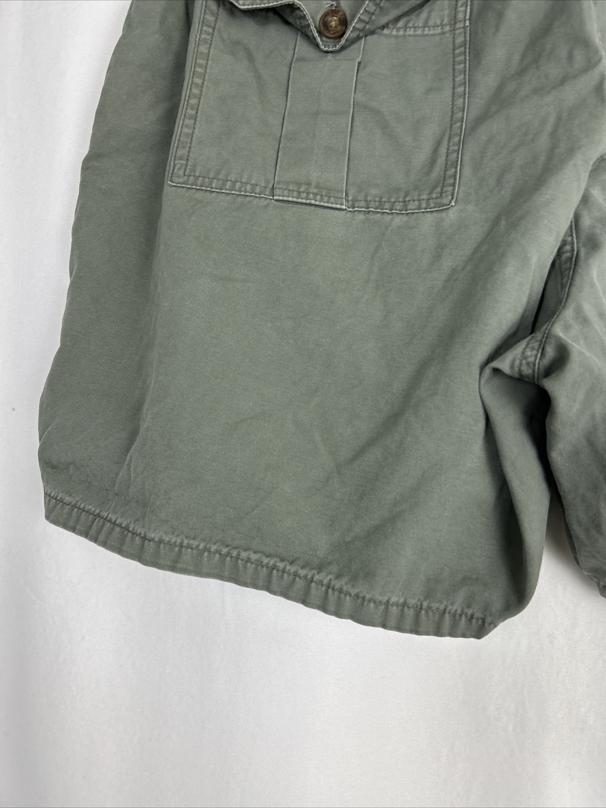 Woolrich Light Olive 38×6 Cargo Shorts Elastic Waist 3066 100% Cotton