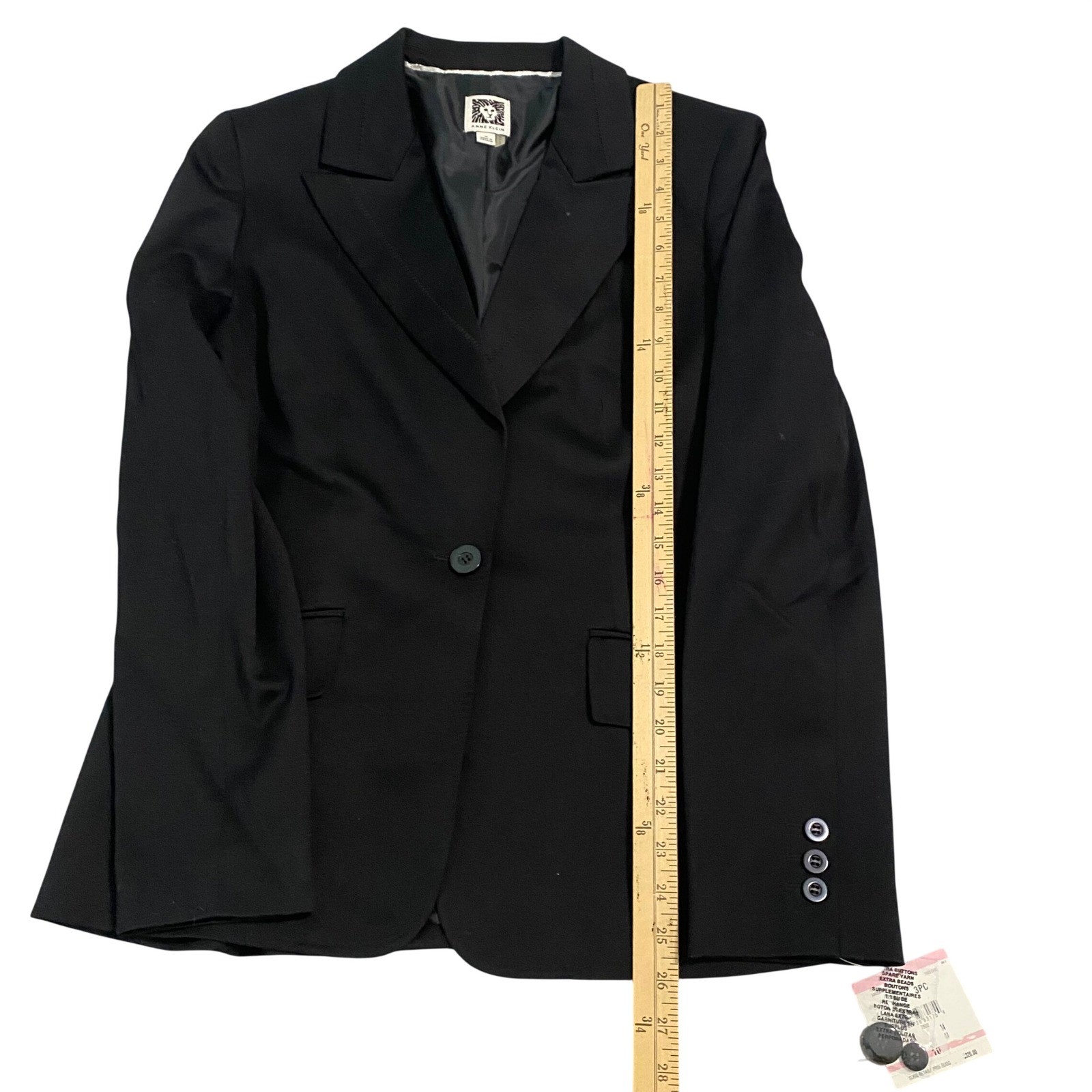 Anne Klein Suit Womens Onyx Black 2PC Blazer and Pants Set E78M12B0376 Size 10