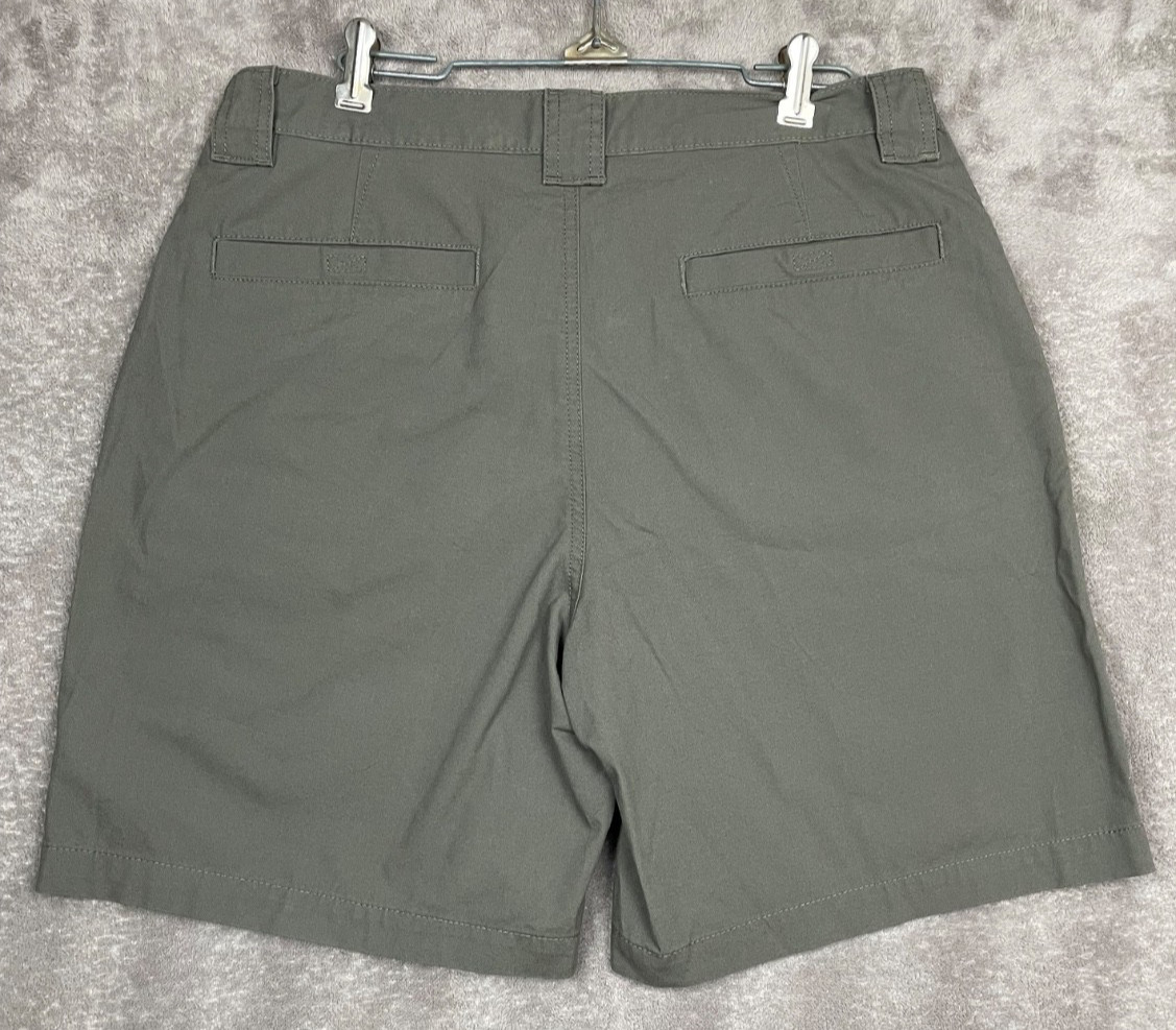 Savane Shorts Mens 34 Olive Green Cotton Canvas Elastic Waist Cargo Utility Hike