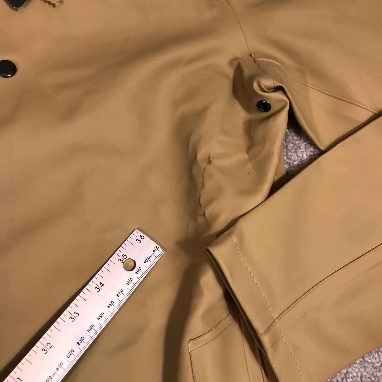 Stutterheim Stockholm Jacket Mens Extra Small Raincoat Bomber Mosebacke Snap Tan