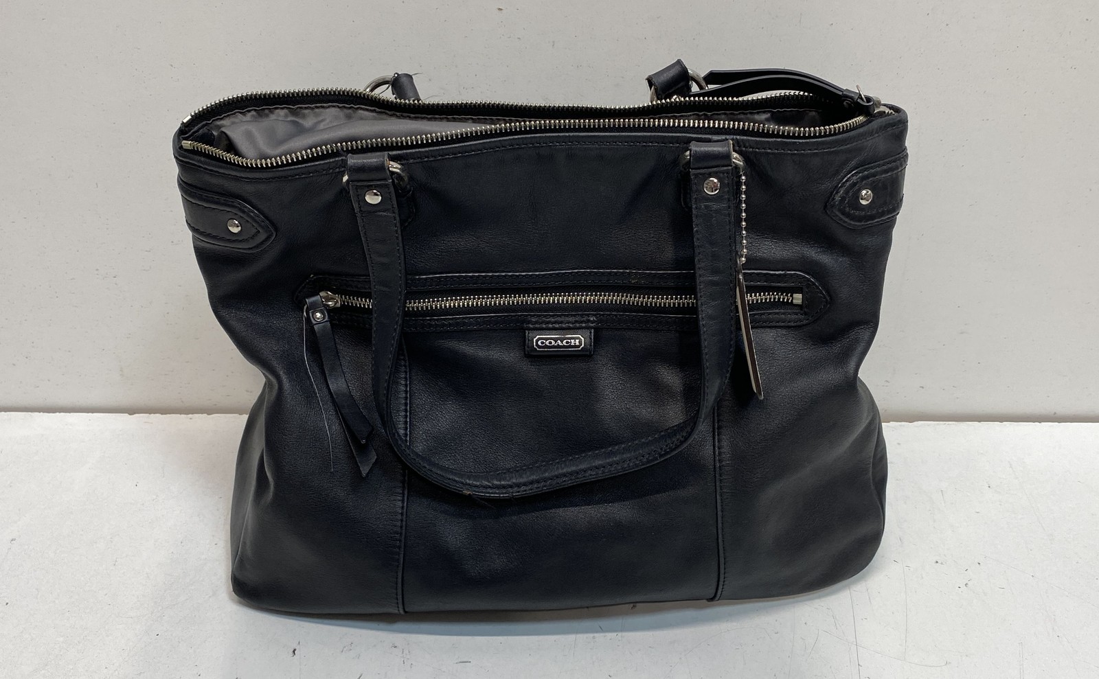 Coach Black Leather Madison Sophia Satchel Bag Silver Hardware 15275