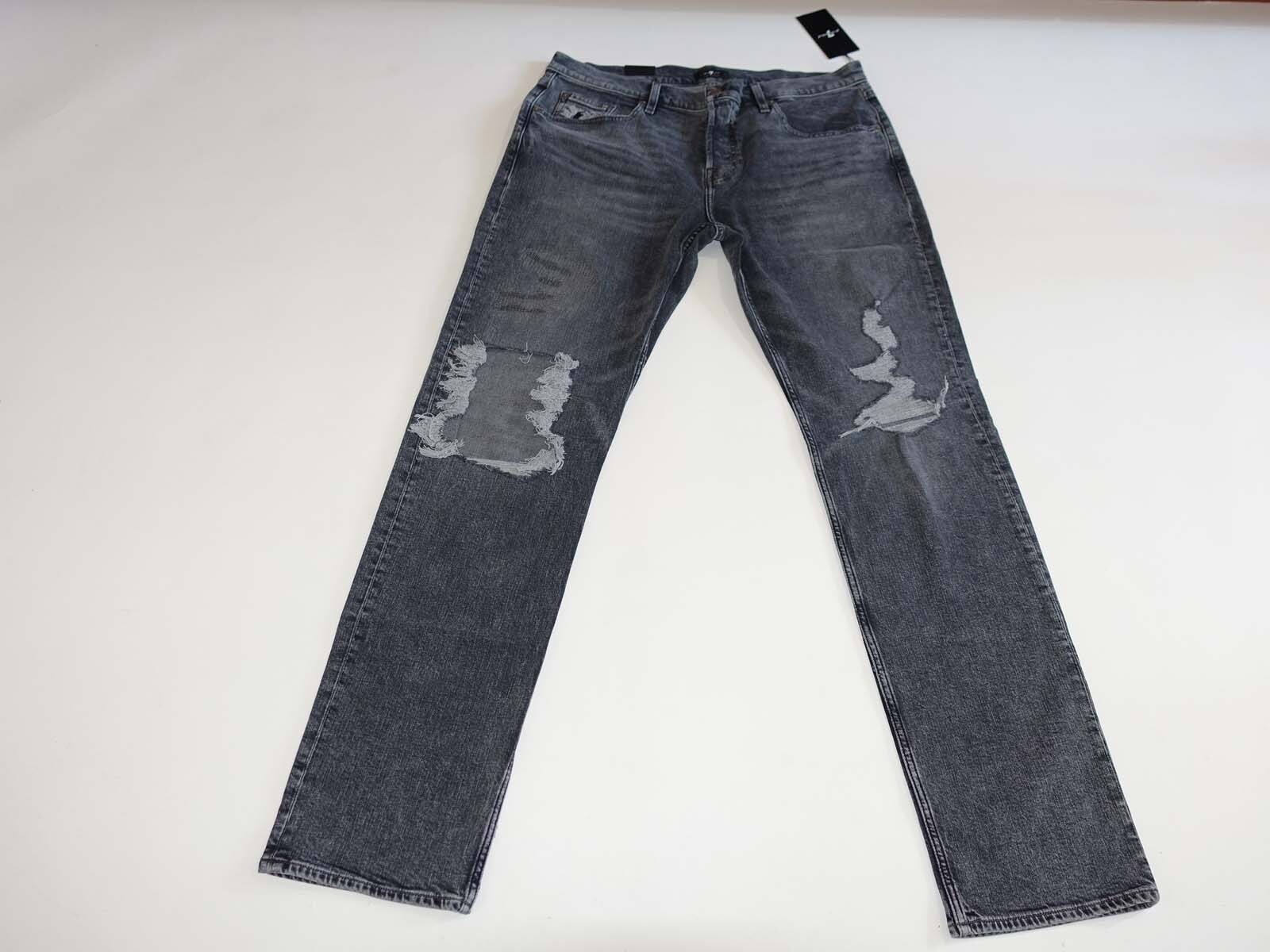 7 For All Mankind Men’s Straight Leg Jeans Size 34 x 33 NWT Gray Birchwood Wash