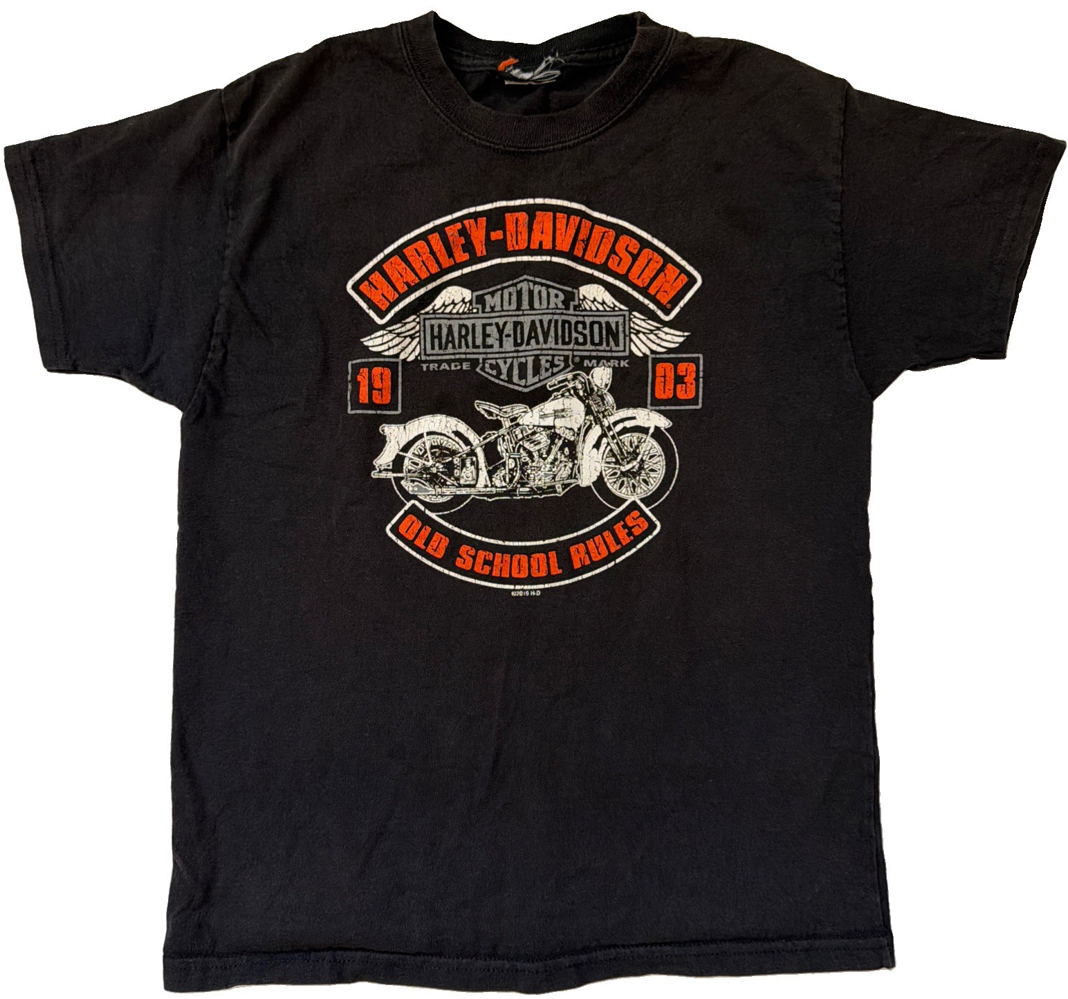 2019 Harley Davidson T Shirt Mens XS Black Old School Rules Motorcycle Biker Tee