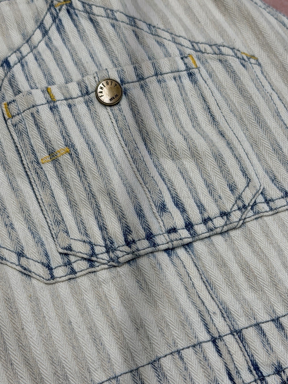 NWOT Faherty Skirt Overall M Topsail Skirtall Indigo Railroad Hickory Stripe Bib