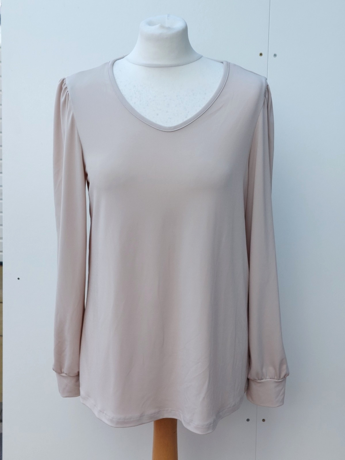 Kim & Co Blouson Sleeve Top Smock Neck Birch New Size Medium