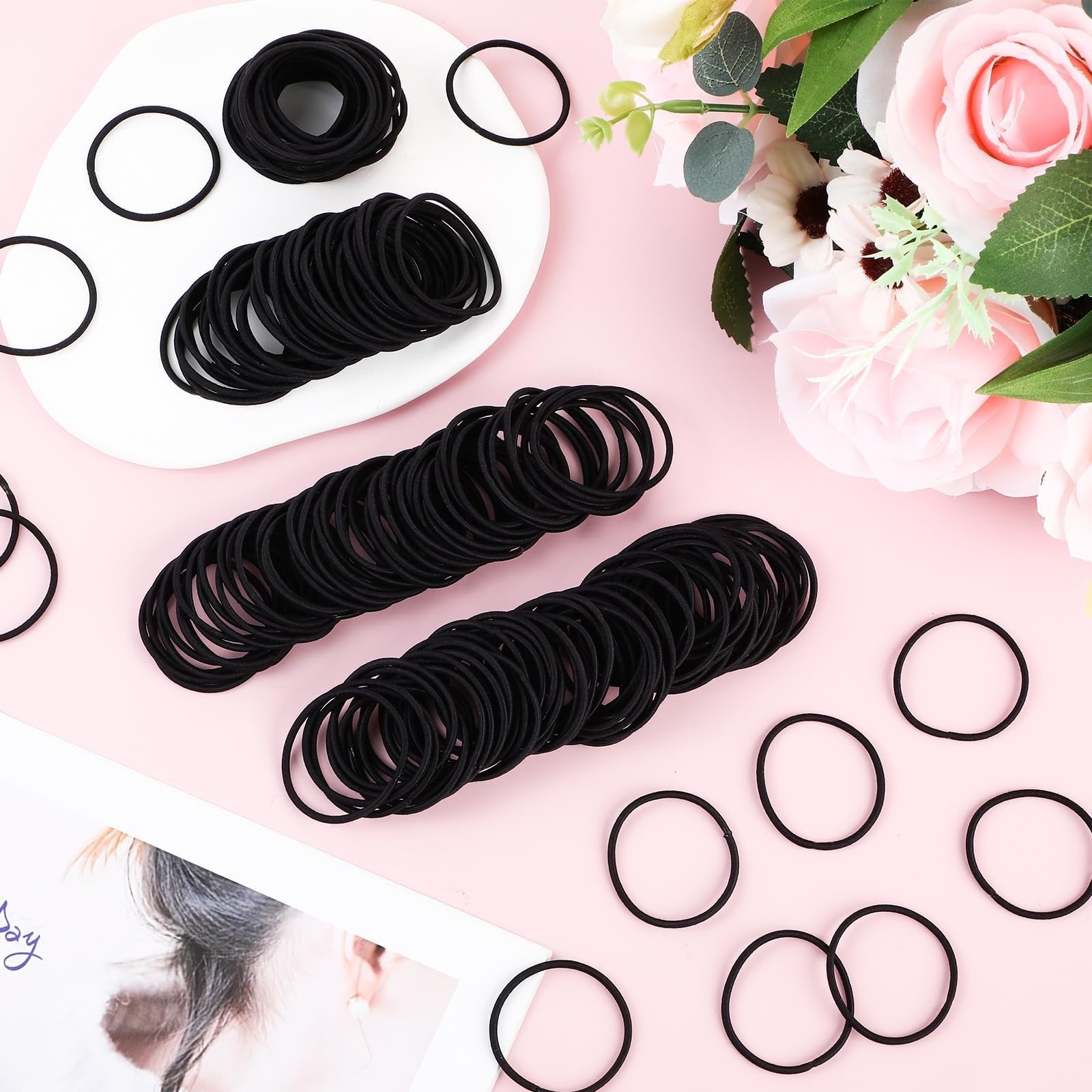 2000 Pcs Hair Ties Bulk, Small Elastic Bands for Ponytails, Thick & Curly Hair