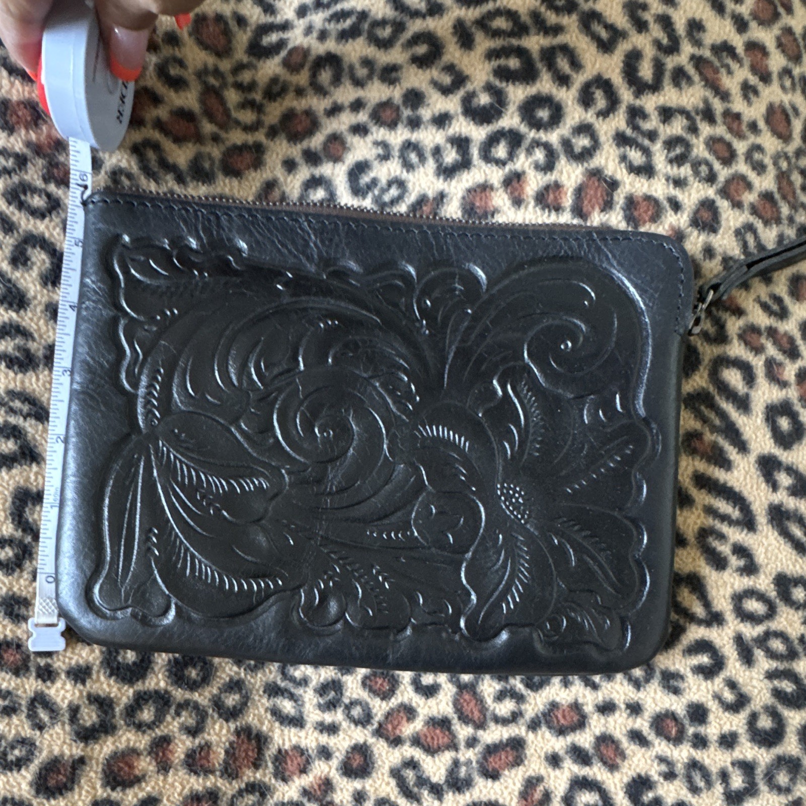 Patricia Nash Black Zip Wristlet Clutch w/ Wrist Strap