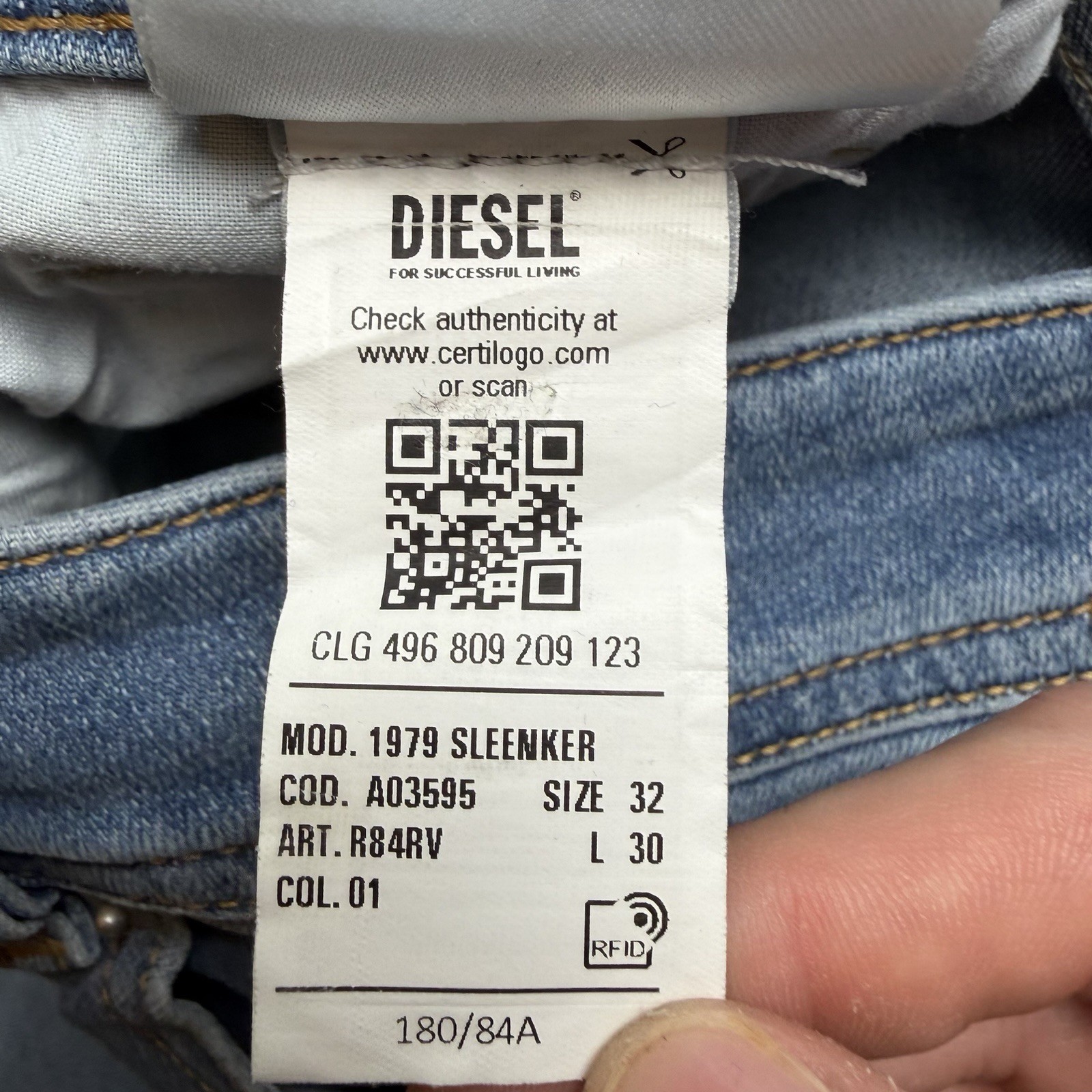 Diesel 1979 Sleenker Jeans Men 32×30 Blue Slim Skinny Stretch Medium Wash R84RV