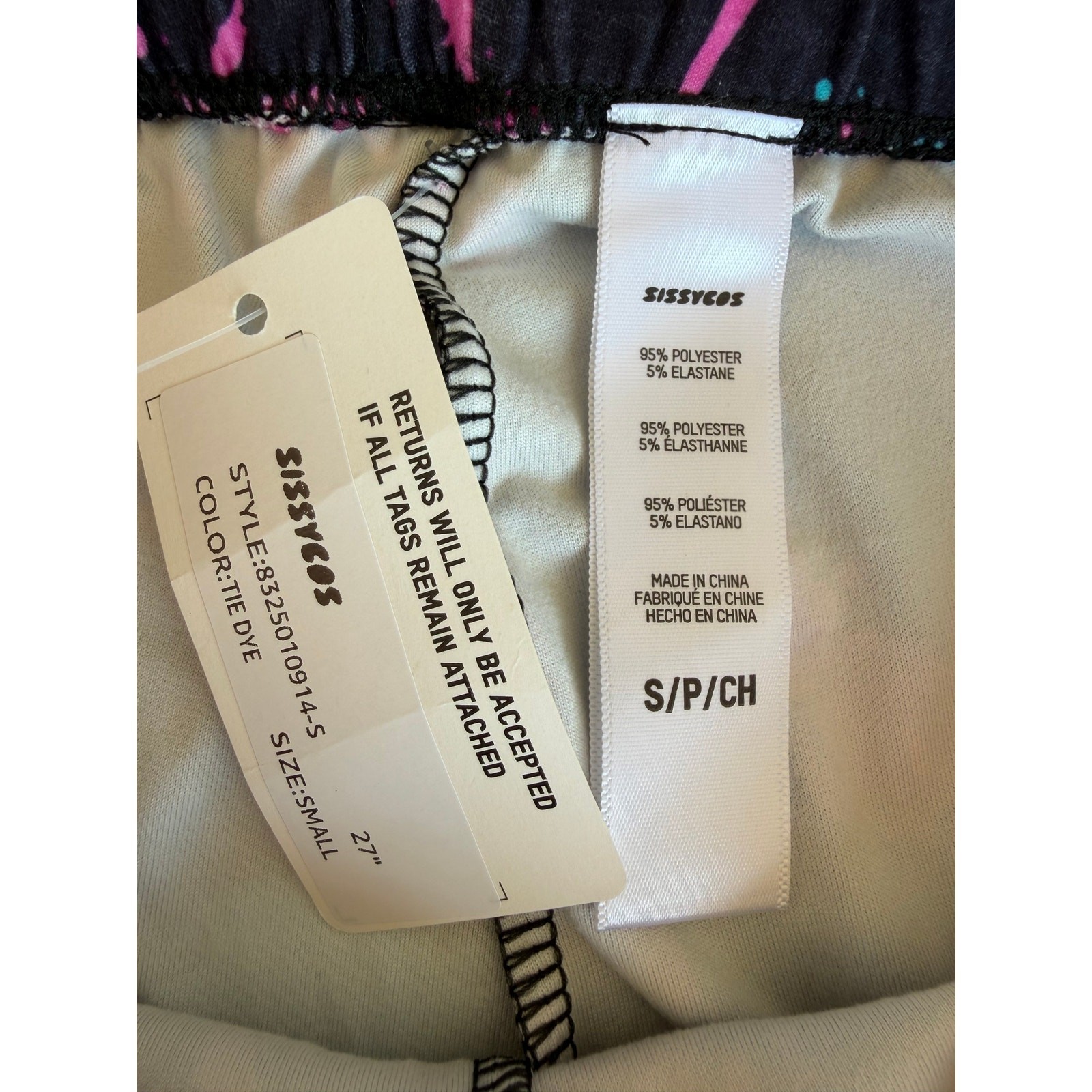 Y2K Retro Sissycos NWT Black Artistic Splash 80s 90s Funky Graffiti Leggings S
