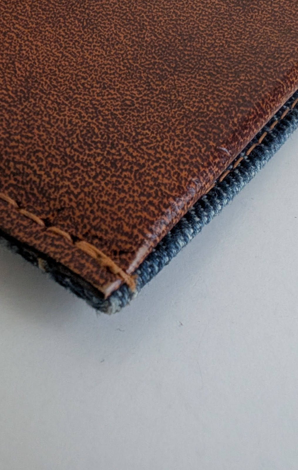 Vintage Levi Strauss denim leather wallet bifold two horse patch steerhide USA