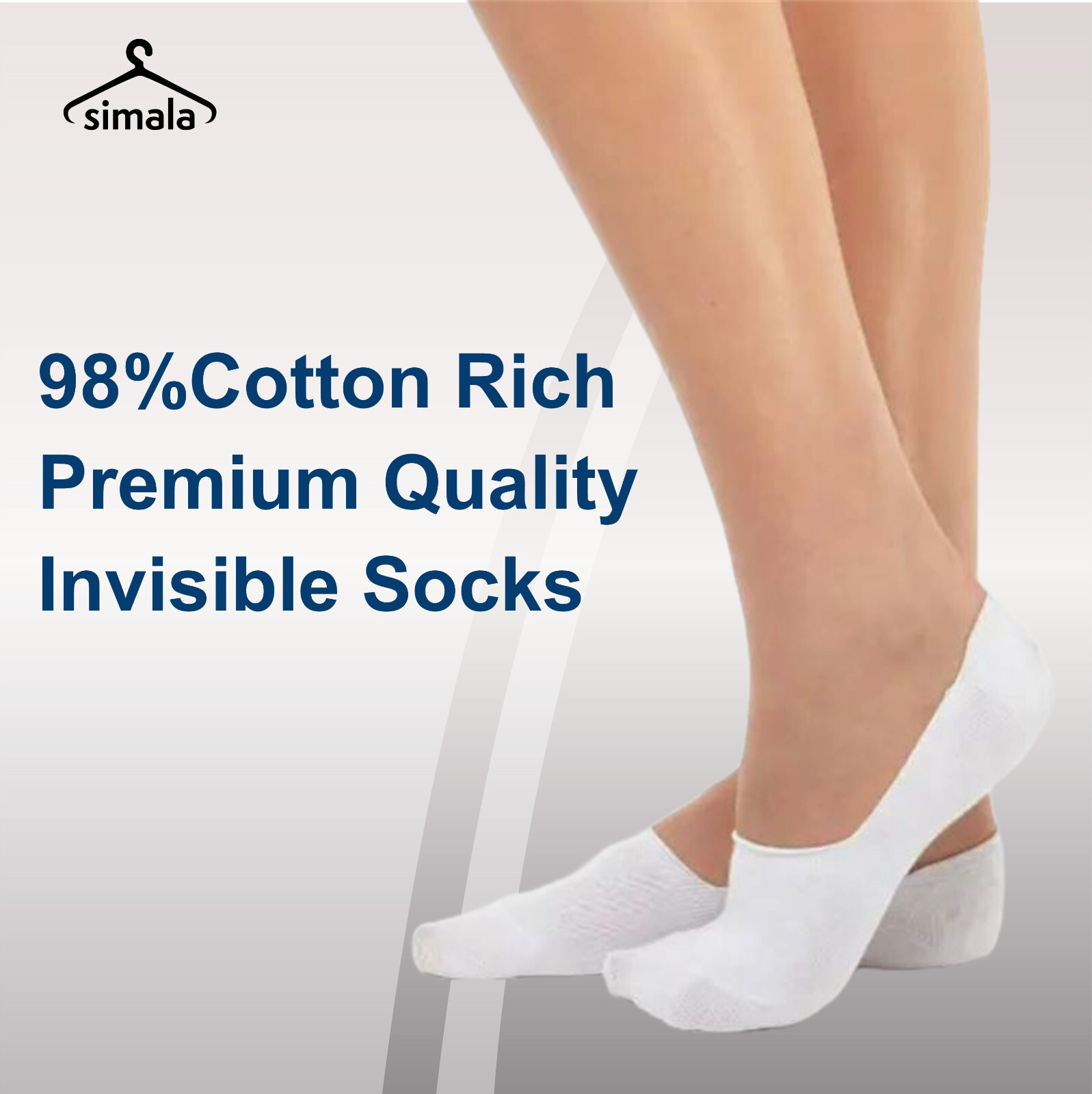 Invisible Trainer Socks For Women 98% Cotton Size 4-7 No Show Liner Socks
