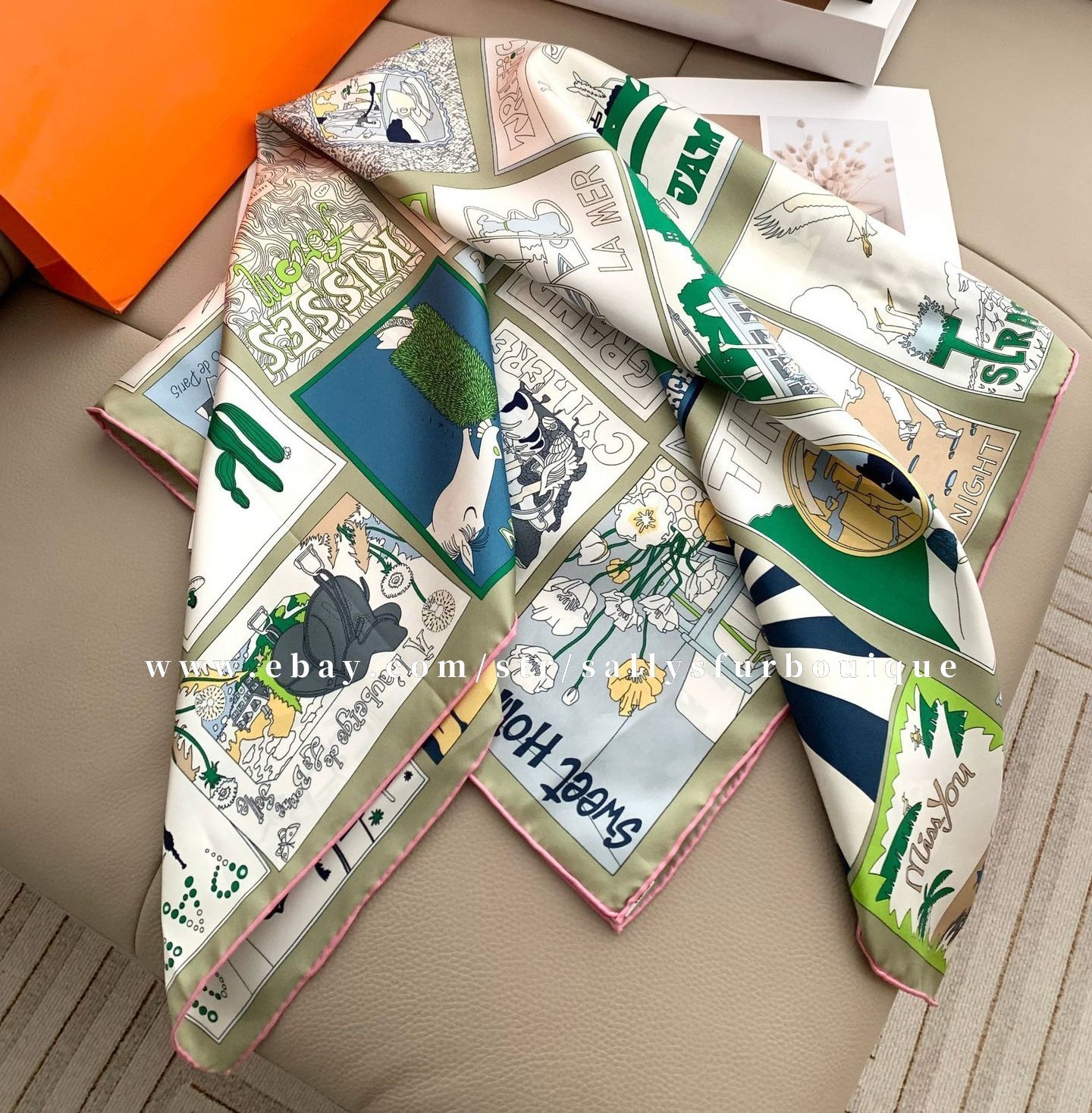 Sally Boutique 18 Momme Twill Silk Wrap Scarf Travel Print Double Face Shawl 35″