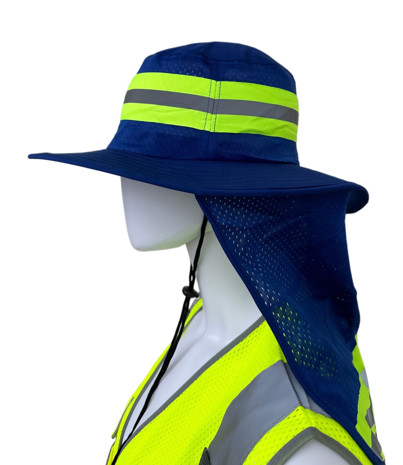 3 Combo Pack Hi Vis Reflective Work Safety Neck Flap Boonie Hat Bucket Cap