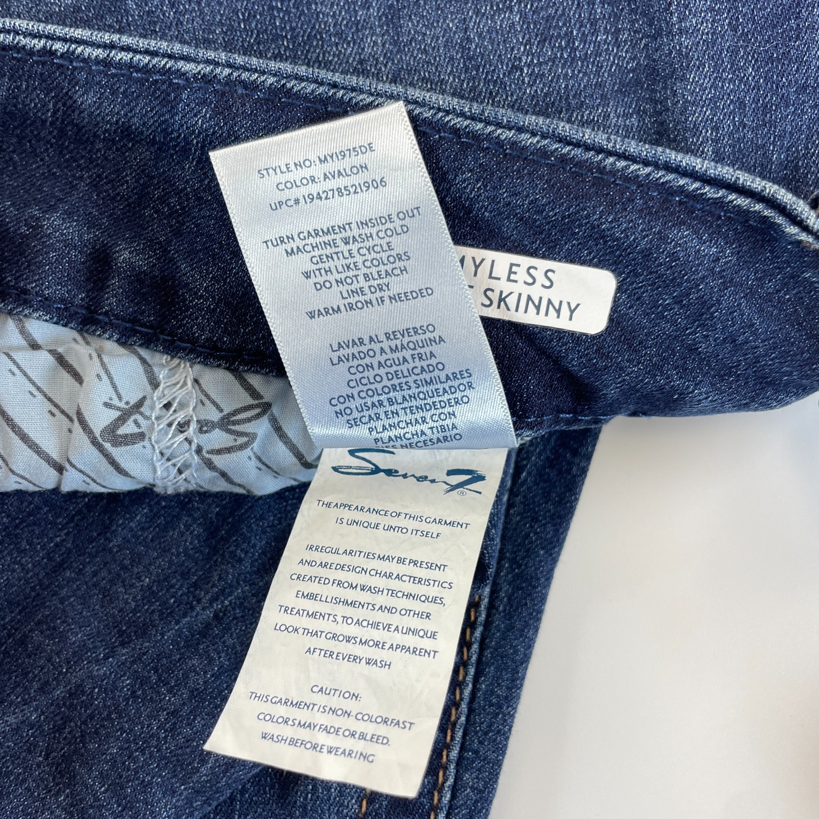 Seven7 Tummyless High Rise Skinny Jeans Womens 16 Avalon Blue Denim Stretch