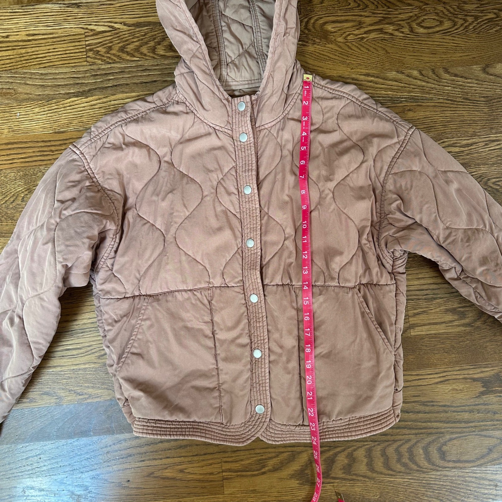 BlankNYC Womens Quilted Hooded Bomber Jacket in Clay Rose Mauve Size XS
