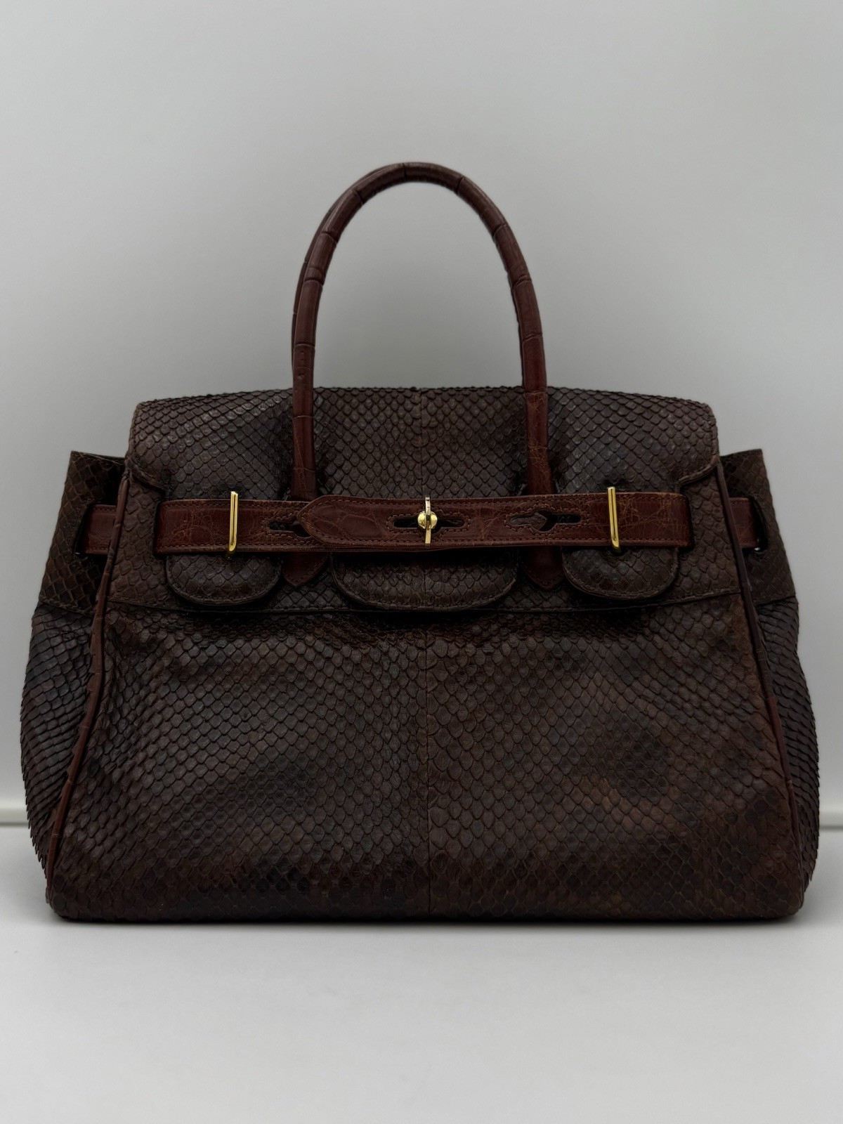 🐊COLOMBO 1937 MILANO Exotic Genuine Snakeskin & Crocodile 30 Bag Made in ITALY