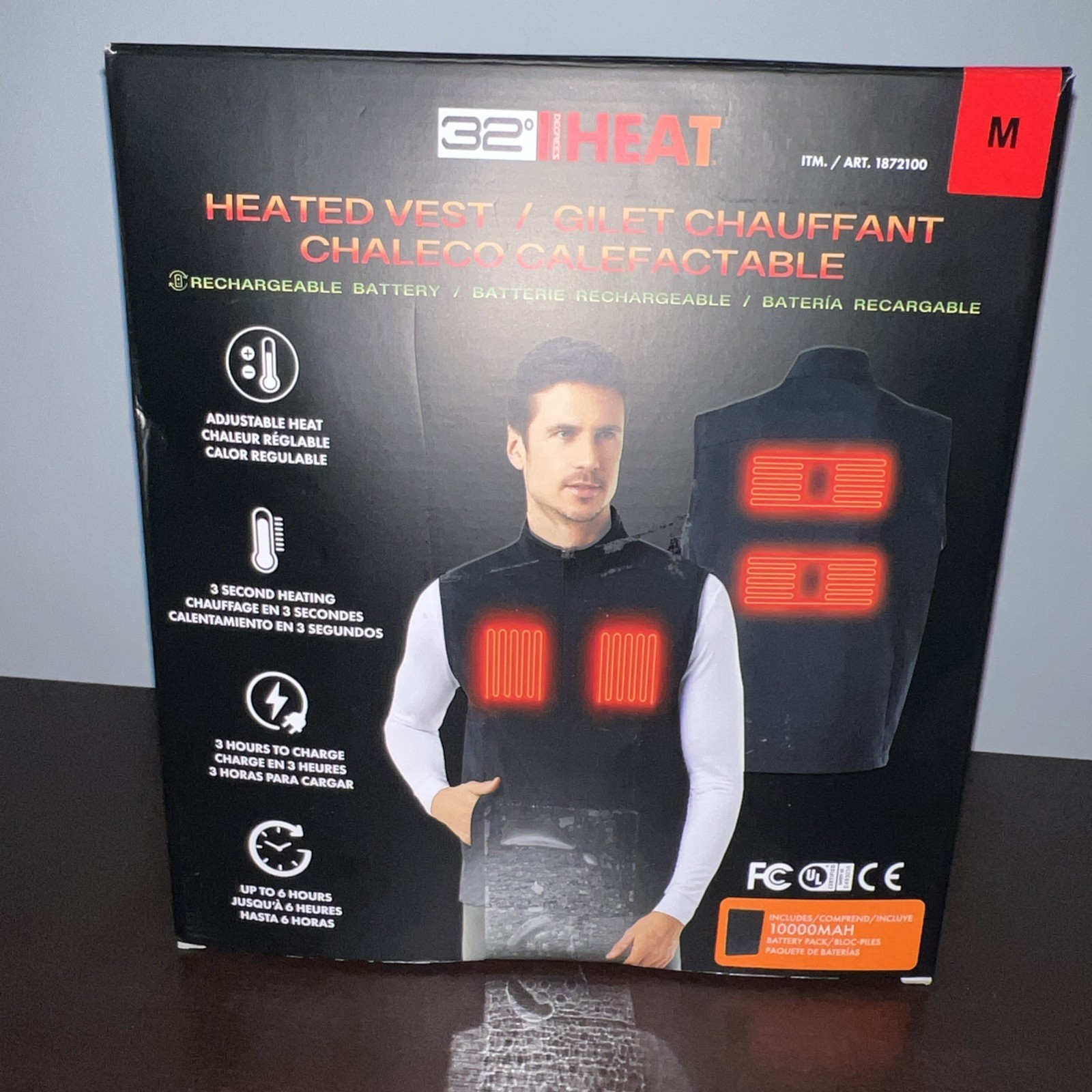 32 Degrees Rechargeable Heated Vest, 1000MAH Battery Pack Medium Open Box