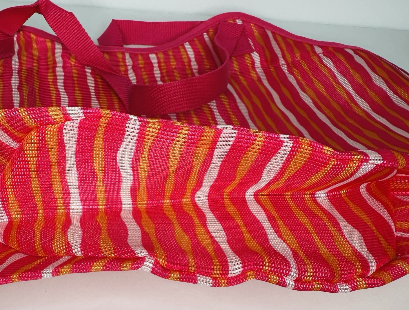 Sand N Sun Mesh Tote Bag Stripes Beach Ocean Lake Boating Swimming Towels More